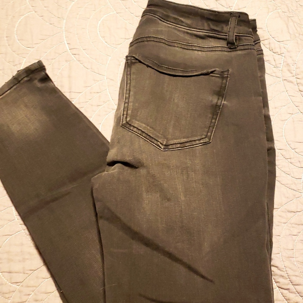 Distressed Gray/Black Lace Up jeans!! - Picture 3 of 4